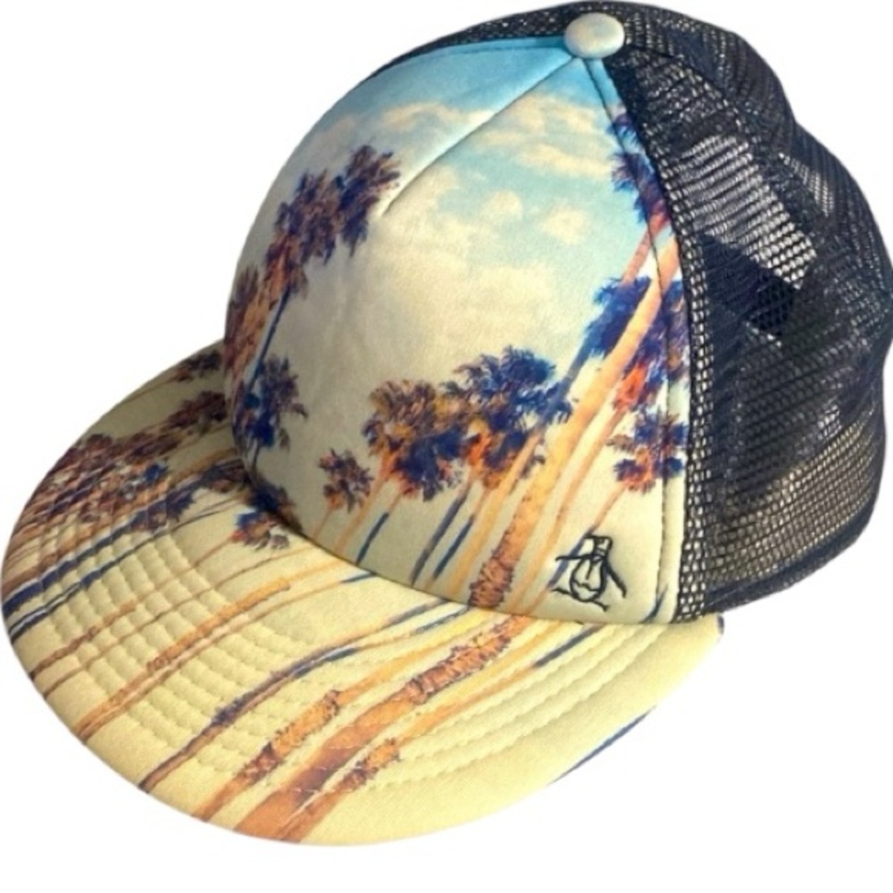 Original Penguin SnapBack Hat, Cap, Blue Sky, Palm trees, Novelty, OS, NWOT